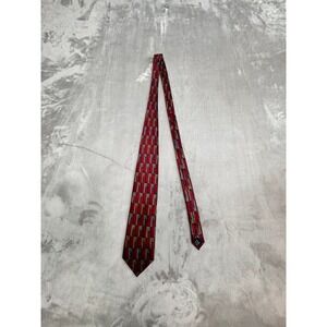DESANTIS COLLECTION Mens Silk Tie‎ Red Geometric Pattern Made in Italy